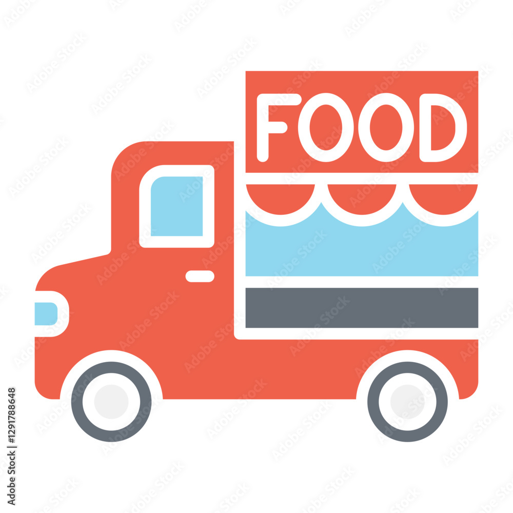 Food truck icon in flat color style Food truck icon in flat color style