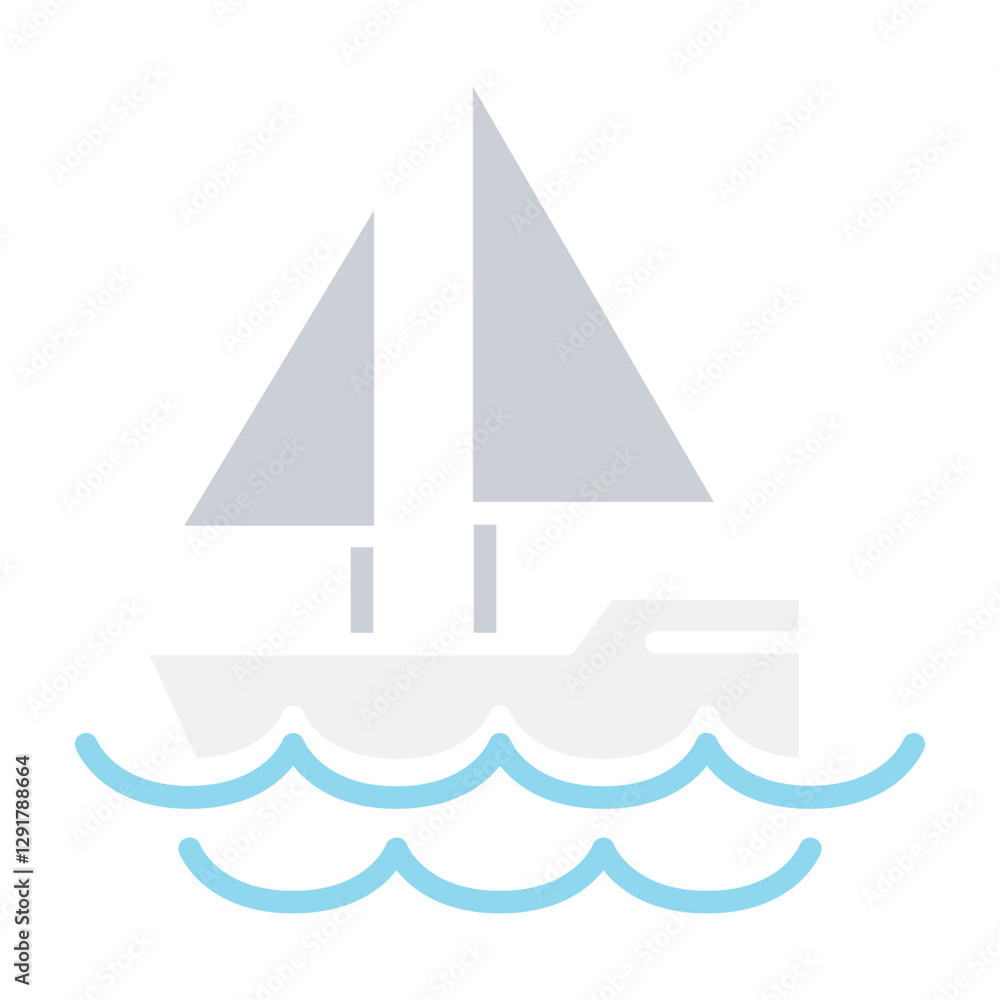 Yacht icon in flat color style Yacht icon in flat color style