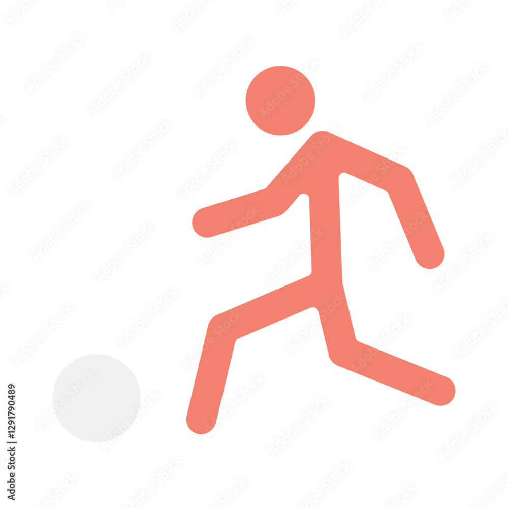 Playing football icon in flat color style Playing football icon in flat color style