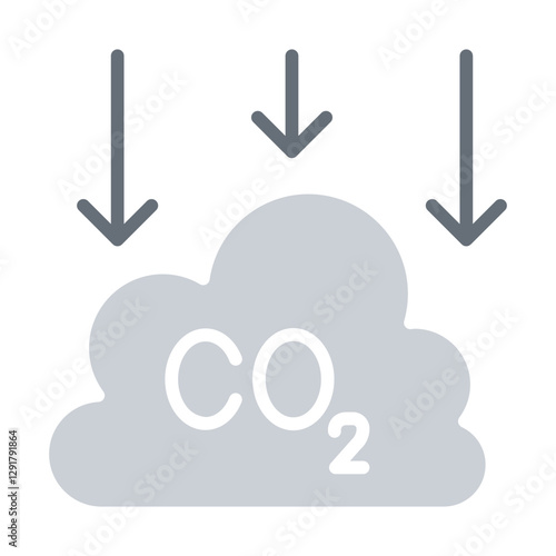 Reduce carbon dioxide icon in flat color style