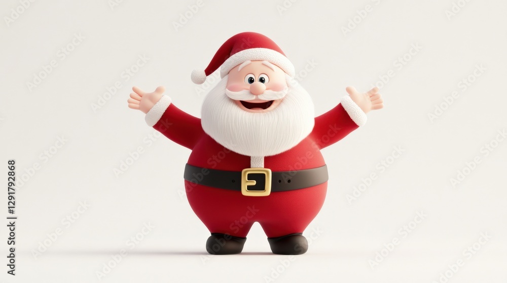 Obraz premium Cartoon Santa Claus with Open Arms on White Background