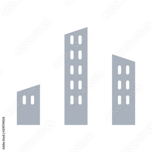 Building icon in flat color style