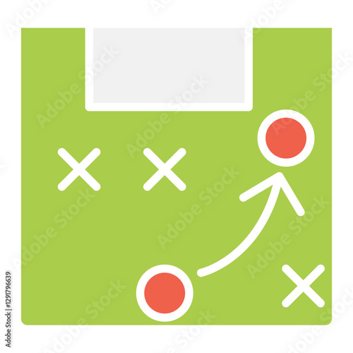 Soccer tactics icon in flat color style