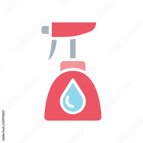 Cleaning spray icon in flat color style