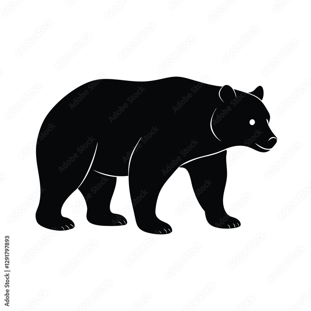 Fototapeta premium Bear Silhouette Vector Art Illustration and Minimalist Black Color Bear Design