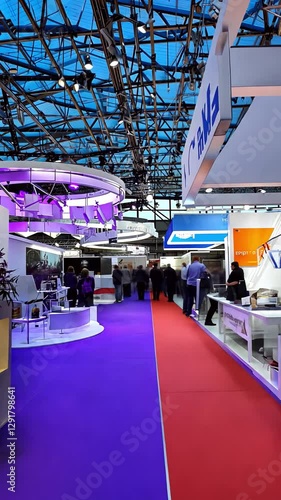 Modern trade exhibition with innovative booths and interactive displays