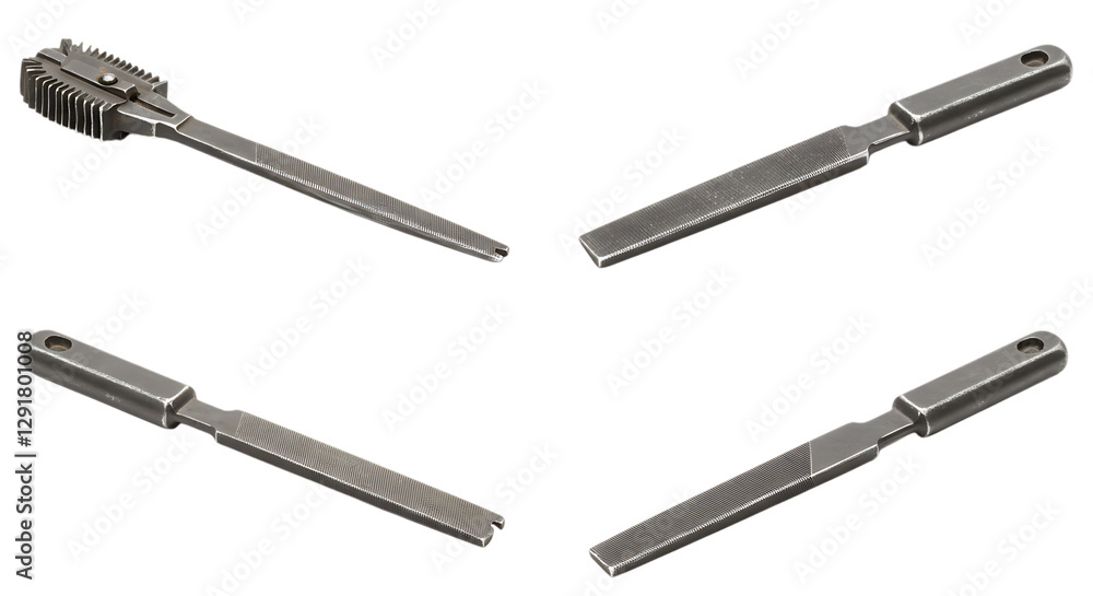 Metal File Set for Industrial Work on Black Background Shows Craftsmanship Metal File Set for Industrial Work on Black Background Shows Craftsmanship