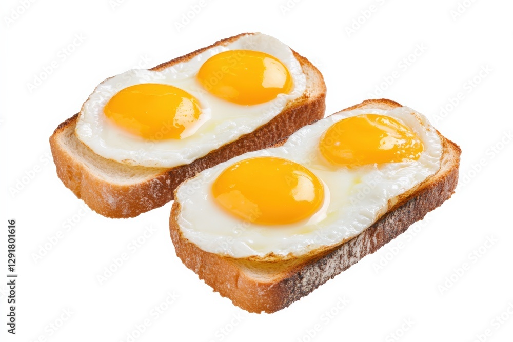 fried egg toast on white background fried egg toast on white background