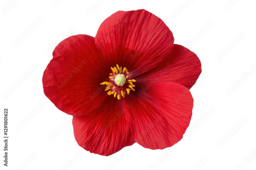 Bright red poppy flower close-up showing details, cut out Bright red poppy flower close-up showing details, cut out