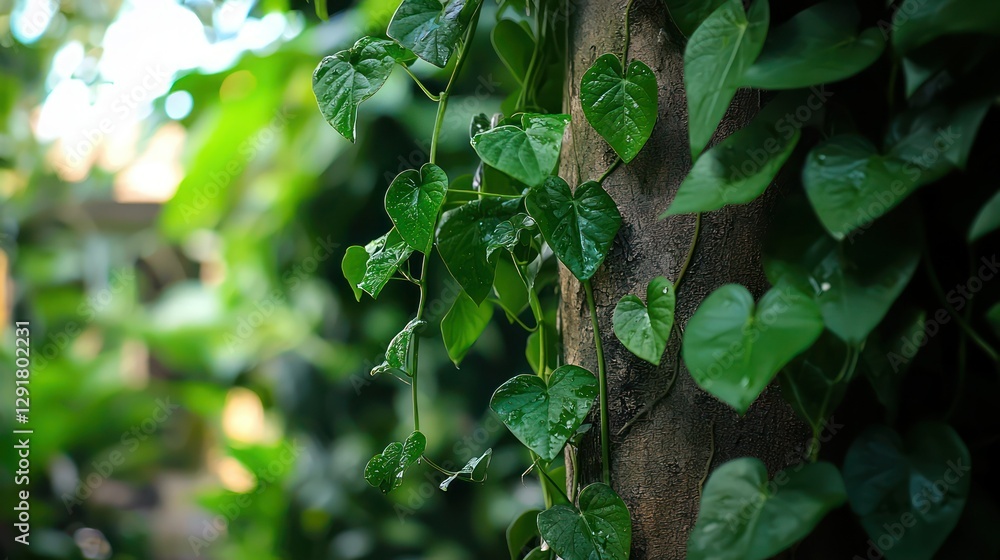 Fototapeta premium A tropical vine hanging from a tree in a dense jungle