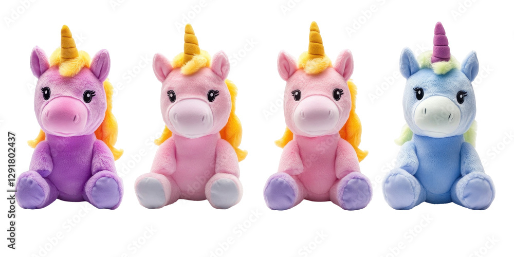 Naklejka premium A set of four colorful unicorn