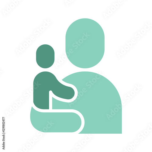Baby with parent icon in flat color style