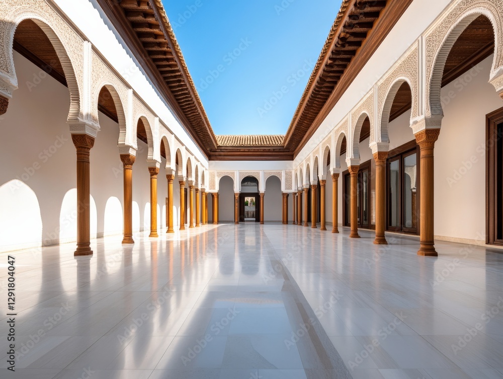 Fototapeta premium courtyard with arches and pillars.