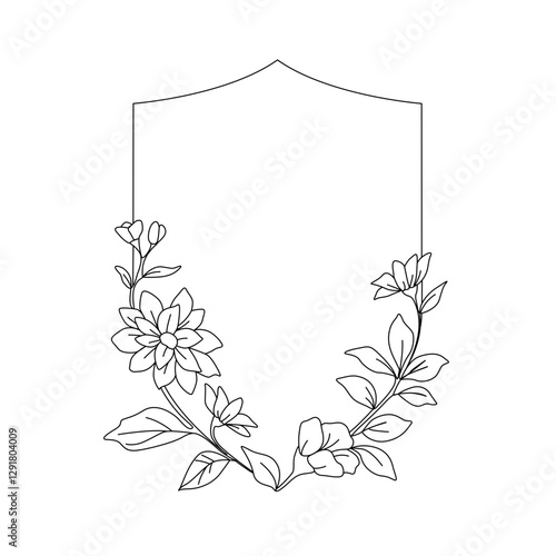 line art floral frame