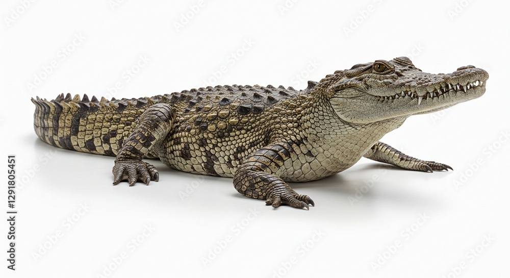 Isolated Crocodile on White Background Reptile Portrait Studio Shot Isolated Crocodile on White Background Reptile Portrait Studio Shot