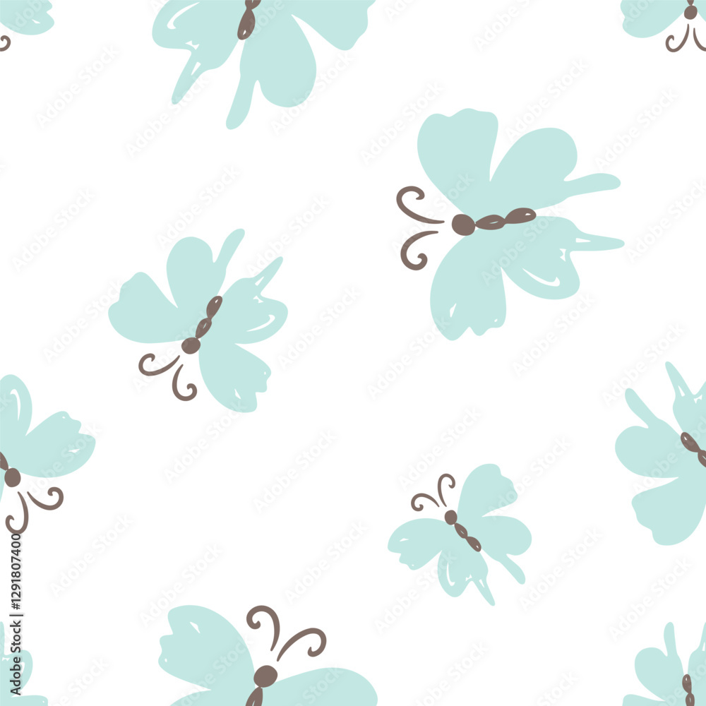 Delicate hand drawn butterflies seamless pattern in soft colors vector illustration Delicate hand drawn butterflies seamless pattern in soft colors vector illustration