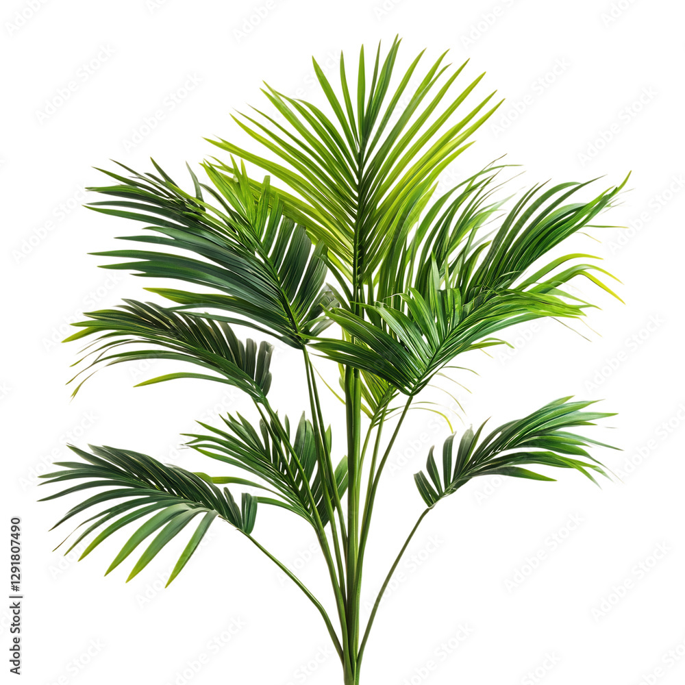 A Tropical Palm Plant with Elegant Fronds Isolated on Transparent Background A Tropical Palm Plant with Elegant Fronds Isolated on Transparent Background