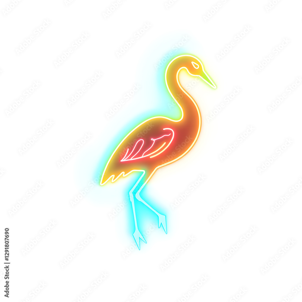 Obraz premium Heron holographic 3D icon. neon symbol vector illustration isolated on white background. Generative AI