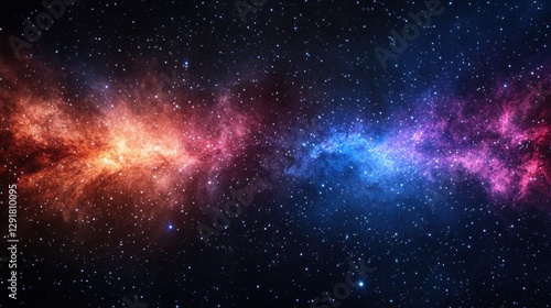 Colorful Cosmic Nebula in Deep Space with Starry Background