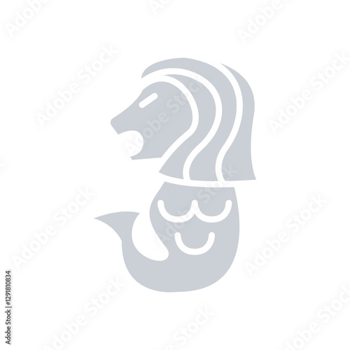 Merlion icon in flat color style