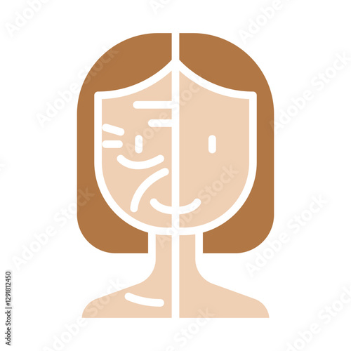 Botox facelift icon in flat color style