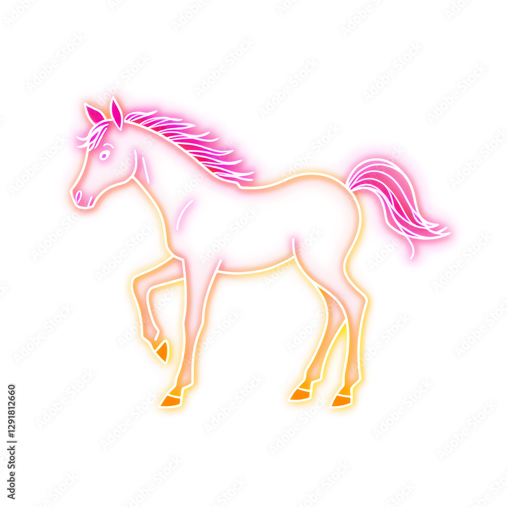 Fototapeta premium Horse holographic 3D icon. neon symbol vector illustration isolated on white background. Generative AI