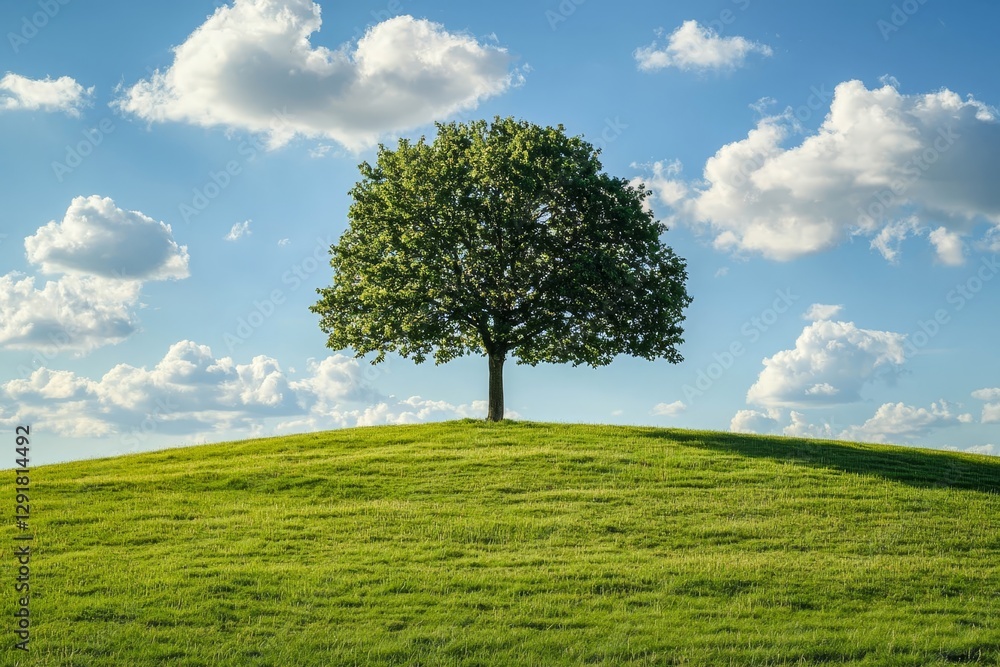 Lonely tree in vast field, blank background. Lonely tree in vast field, blank background.
