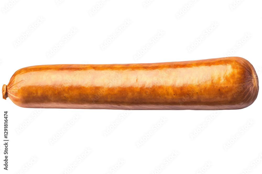 Smoked sausage displayed on a cutout, cut out Smoked sausage displayed on a cutout, cut out