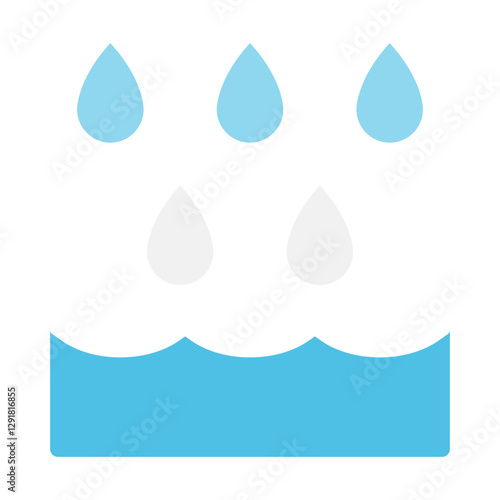 Rain icon in flat color style