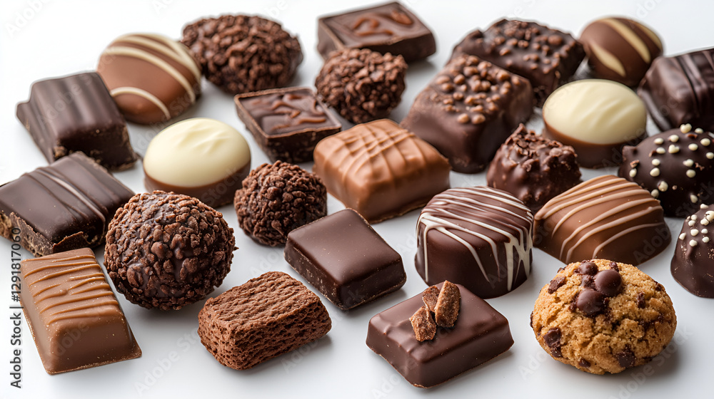 Chocolates and Biscuits on White Background Chocolates and Biscuits on White Background