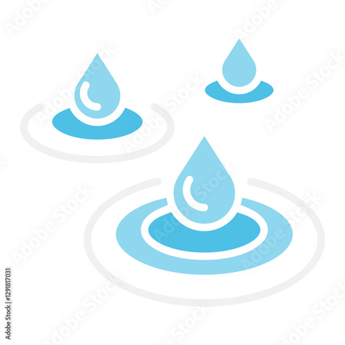 Rain icon in flat color style