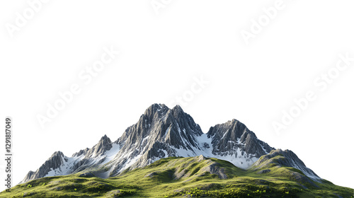 mountain landscape with snow and grass