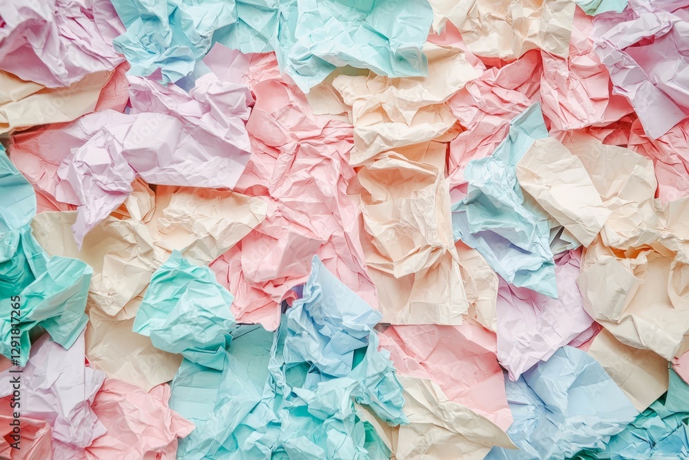 Fototapeta premium Crumpled paper with stress notes, free area.