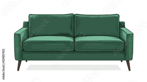 Classic double sofa in a vector clipart style isolated on a white background. Simple illustration of upholstered furniture