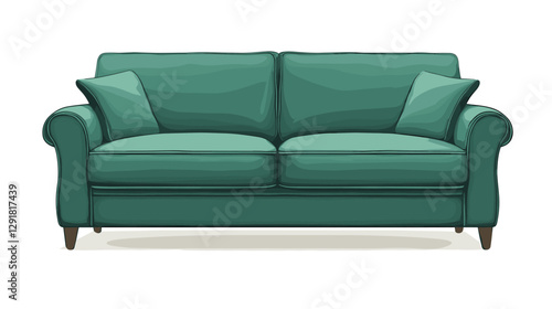 Classic double sofa in a vector clipart style isolated on a white background. Simple illustration of upholstered furniture