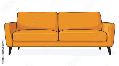Classic double sofa in a vector clipart style isolated on a white background. Simple illustration of upholstered furniture
