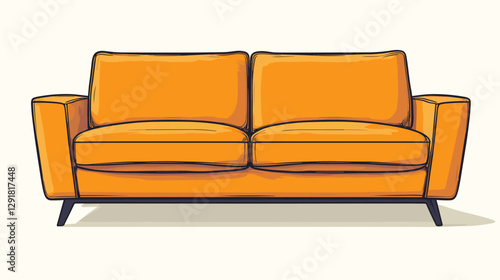 Classic double sofa in a vector clipart style isolated on a white background. Simple illustration of upholstered furniture