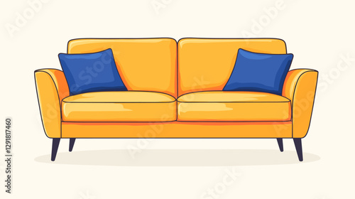 Classic double sofa in a vector clipart style isolated on a white background. Simple illustration of upholstered furniture