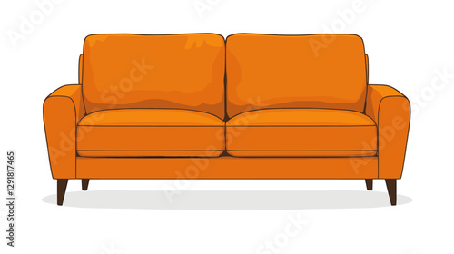 Classic double sofa in a vector clipart style isolated on a white background. Simple illustration of upholstered furniture