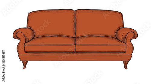 Classic double sofa in a vector clipart style isolated on a white background. Simple illustration of upholstered furniture