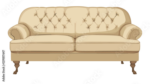Classic double sofa in a vector clipart style isolated on a white background. Simple illustration of upholstered furniture