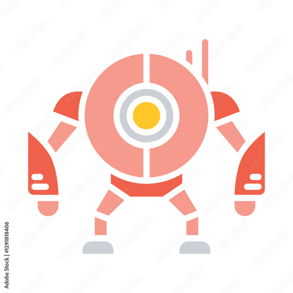 Robot icon in flat color style Robot icon in flat color style
