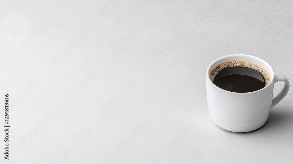 Coffee cup on table, minimalist background, morning beverage, website banner Coffee cup on table, minimalist background, morning beverage, website banner