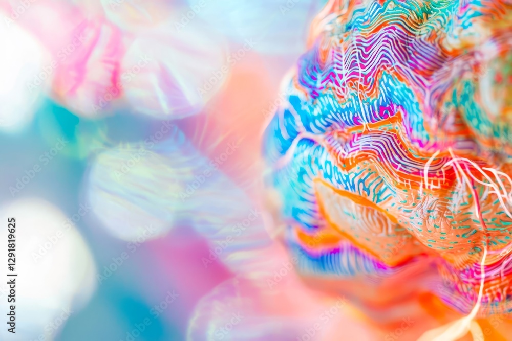Obraz premium Abstract image of brain with colorful patterns, copy space.