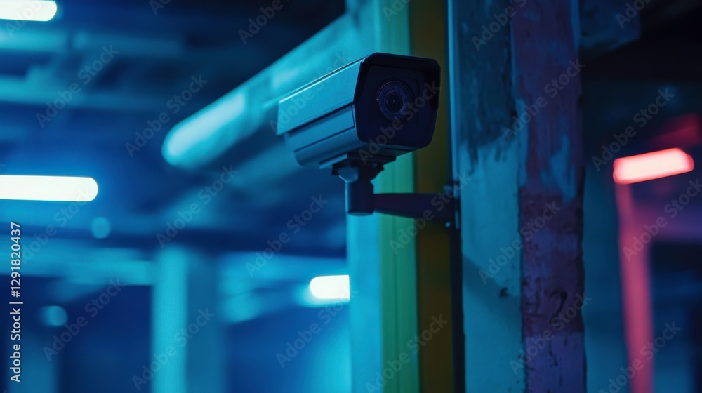 CCTV Security Setup in Dimly Lit Warehouse Environment CCTV Security Setup in Dimly Lit Warehouse Environment