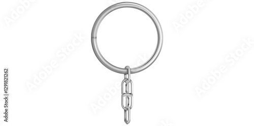 Realistic Silver Key Chain With Metal Ring Vector Illustration.	
