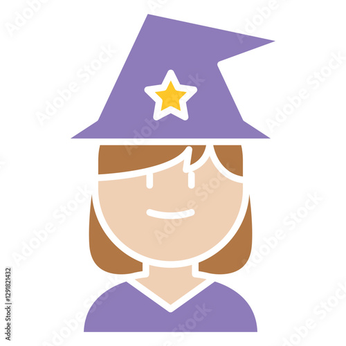 Witch icon in flat color style