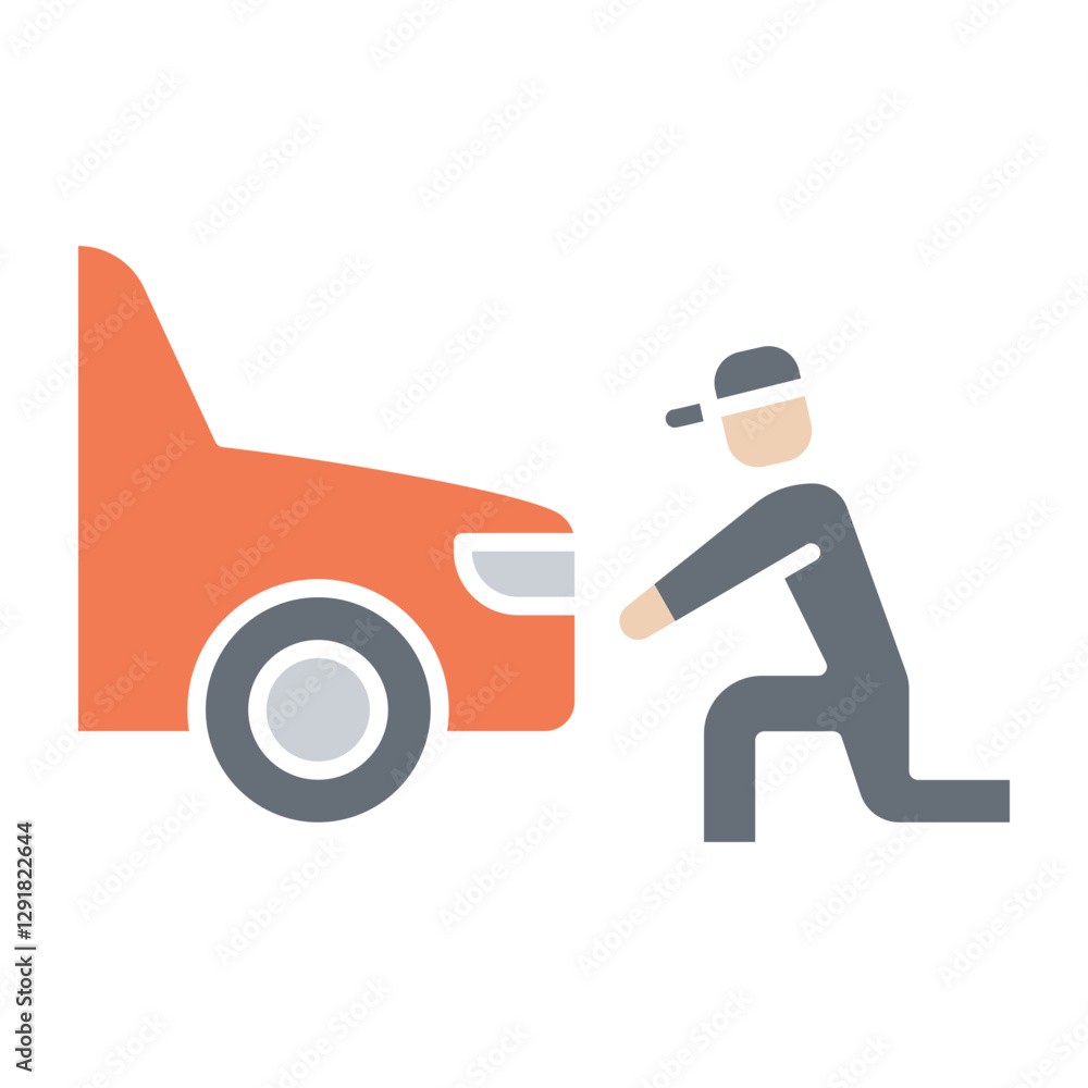 Car maintenance icon in flat color style Car maintenance icon in flat color style
