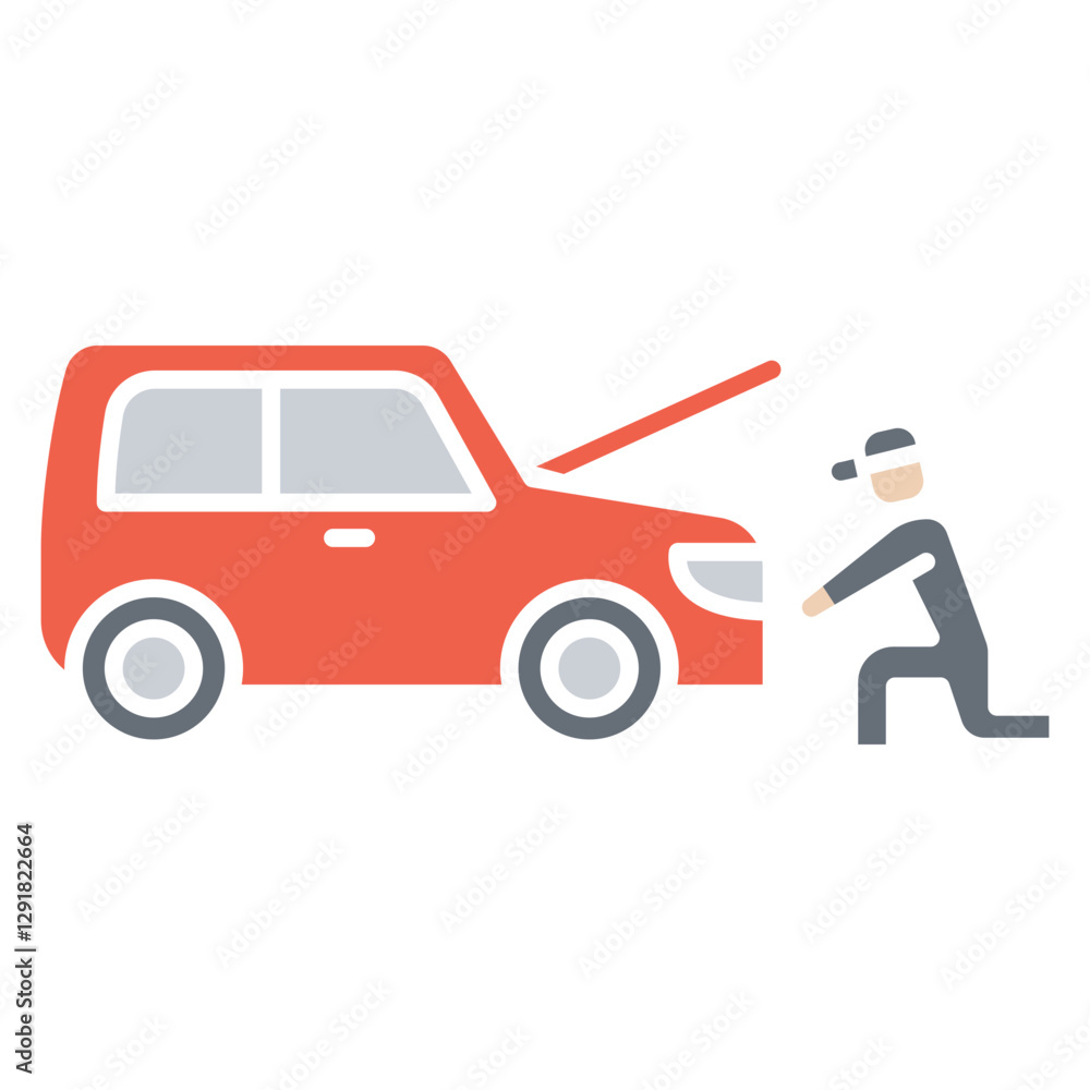 Naklejka premium Car maintenance icon in flat color style