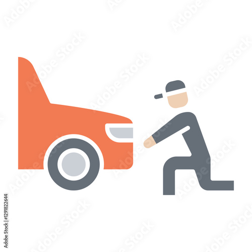 Car maintenance icon in flat color style